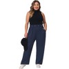 Agnes Orinda Women's Plus Size Stretchy High Waisted with Pocket Wide Leg Palazzo Pants - 3 of 4