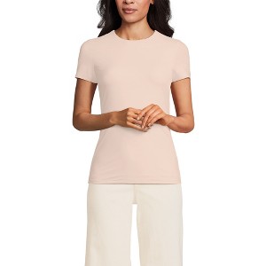 Lands' End Womens Short Sleeve Tugless Double Layer Crew Neck Knit Top - 1 of 3
