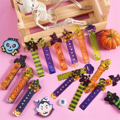 Joyfy 144Pcs Halloween Party Favor Ruler Bookmark with 6 Designs Themed Prints,Party Decorations,Trick or Treat Prizes and Goodie Bag Stuffers