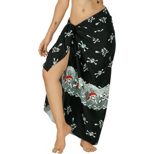 LA LEELA Women's Beachwear Bikini Wrap Bathing suit Pirates Skull Beach Wraps Sarong Coverupss Cover Up - 1 of 4