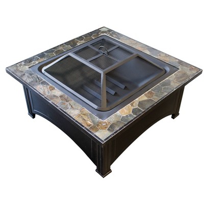 Wood Burning Fire Pit with Square Slate Table - AZ Patio Heaters