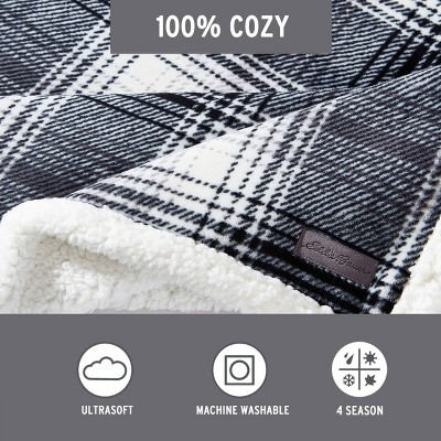 Vail Plaid Grey 50"x60" Reversible Fleece Sherpa Throw Blanket