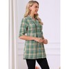 INSPIRE CHIC Women's Vintage Button Down V Neck Elbow Sleeve Christmas Plaid Casual Tunic Blouse - 3 of 4