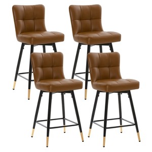 Bekrvio 26" Swivel Counter Height Bar Stools Set of 2,Modern Faux Leather Upholstered with Back,Counter Stool Chairs for Kitchen Island - 1 of 4