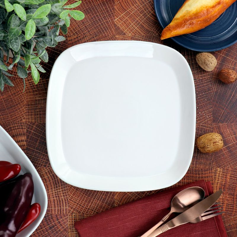 Gibson Our Table Simply White 6 Piece 10 Inch Square Fine Ceramic Dinner Plate Set in White, 5 of 6
