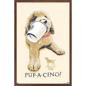 Trends International Jim Baldwin - Pup-a-cino Framed Wall Poster Prints - 1 of 4