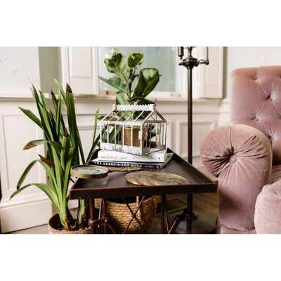 Rustic Bronze-Finish Metal Accent Table with Claw Feet