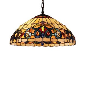 Chloe Lighting Serenity Victorian Tiffany-Style Blackish Bronze 2 Light Hanging Pendant 18" Wide - 1 of 4