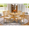 HomeStock 5-Pc Round Natural Oak Finish Solid Wood Top Dining table with 4 Chairs - 2 of 4