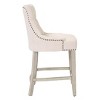 WestinTrends 24" Linen Tufted Buttons Upholstered Wingback Counter Stool (Set of 3) - 3 of 4