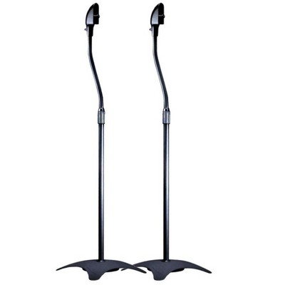 Monoprice Satellite Speaker Floor Stands - Black (Pair) Supports Up to 5 Lbs. Each, Height Adjustable (26.8 to 43.3 Inches)