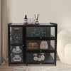 YIYIBYUS Black 3 Tier Cabinet with Doors Display Cabinet Storage Cabinet - 2 of 4