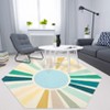 Washable Modern Colorful Rug Non Slip Low Pile Rug Soft Sun Accent Throw Floor Cover Foldable Indoor Carpet for Living Room Bedroom Playroom - 4 of 4