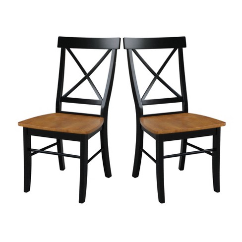International Concepts Set Of 2 X Back Chairs With Solid Wood Seats Black cherry Red Hardwood Frame Mid century Style Target