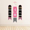 Big Dot of Happiness Chic 40th Birthday - Pink, Black & Gold - Hanging Vertical Paper Door Banners - Birthday Party Wall Decor Kit - Indoor Door Decor - 3 of 4