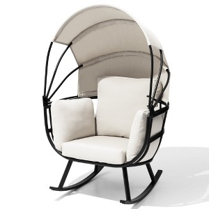 Crestlive Products Rocking Egg Chair Durable Iron Outdoor & Indoor Lounge Chair with Canopy Cushions 350 lbs Capacity - 1 of 4
