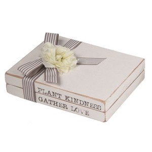 Transpac Wood 8.63" White Spring Plant Kindness Book Stack - 1 of 2