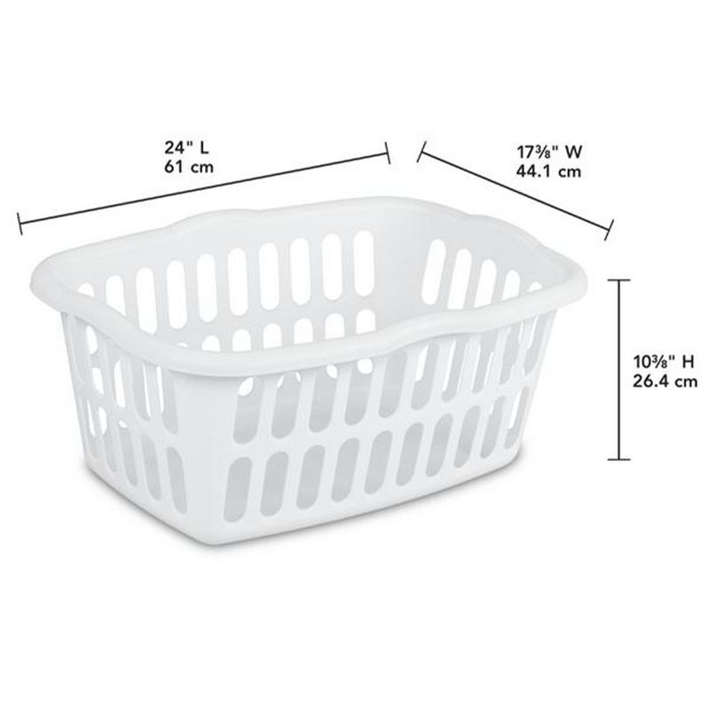 Sterilite 1.5 Bushel Rectangular Laundry Basket, Plastic, Classic Design for Carrying Clothes to and from the Laundry Room, White, 12-Pack, 5 of 7