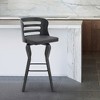26" Swivel Faux Leather and Wood Bar Stool with Ergonomic Design and Smooth Glide Function - 2 of 4