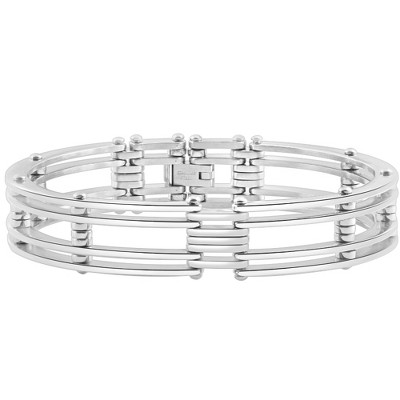 Pompeii3 Men's Steel Single tone 13.5mm Link Flexible Clasp  8.5 " Bracelet