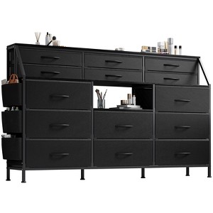 Dresser for Bedroom with 14 Drawers, 55" W Dresser with Side Pocket, Fabric Dressers & Chests of Drawers with Shelves, Sturdy Frame, Wood Top - 1 of 4