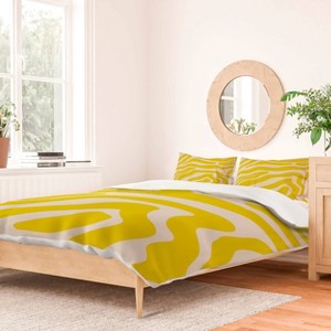 Deny Designs Angela Minca Abstract Lines Yellow King Duvet and Sham Set (2-3pc Set) - 1 of 4