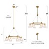 LNC Amaduz 6-Light 27" Modern Wagon Wheel Cone Large Chandelier, Gold with Seeded Cone Glass - 3 of 4