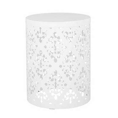 Large Iron Side Table - White