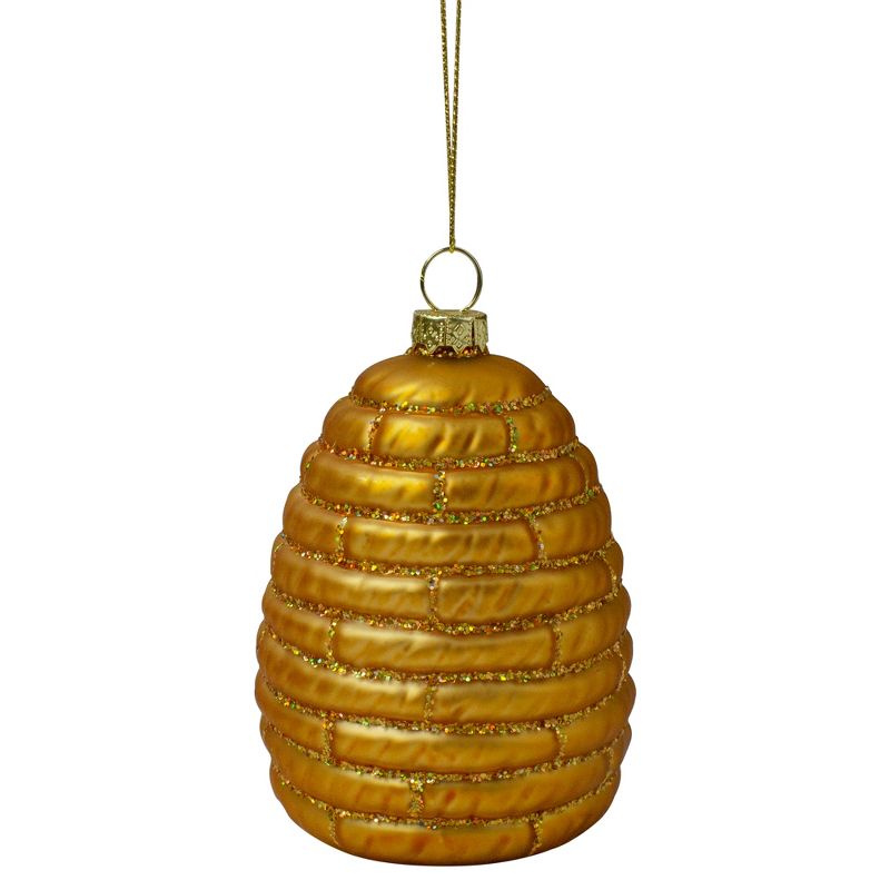 Northlight 3.5" Gold Holiday Collections Glass Beehive Christmas Ornament, 3 of 5