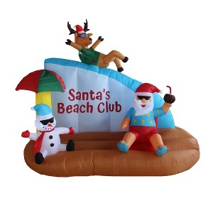 A Holiday Company 8ft Tall Santa's Beach Club with Shimmer Light, 6 ft Tall, Multi - 1 of 4