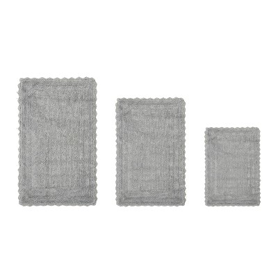 Lilly Crochet Collection 100% Cotton Tufted Reversible 3-Piece Bath Rug Set – Super Absorbent, Machine Washable Bathroom Mats with Crochet Pattern