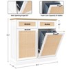 Rattan Double Tilt Out Trash Cabinet, Freestanding Trash Cabinet for Kitchen Dining Living Room, Hidden Garbage Bin Cabinet Storage Holder, White - 3 of 4