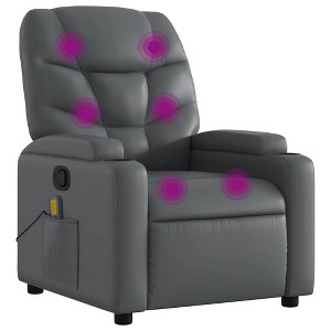 vidaXL Gray Leather Recliner Chair, 6-Point Vibration Massage, Adjustable Backrest & Footrest - 1 of 4
