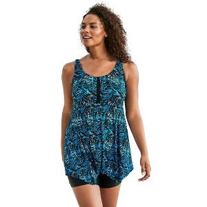 Swim 365 Women's Plus Size Longer-Length Tankini Top - 1 of 4