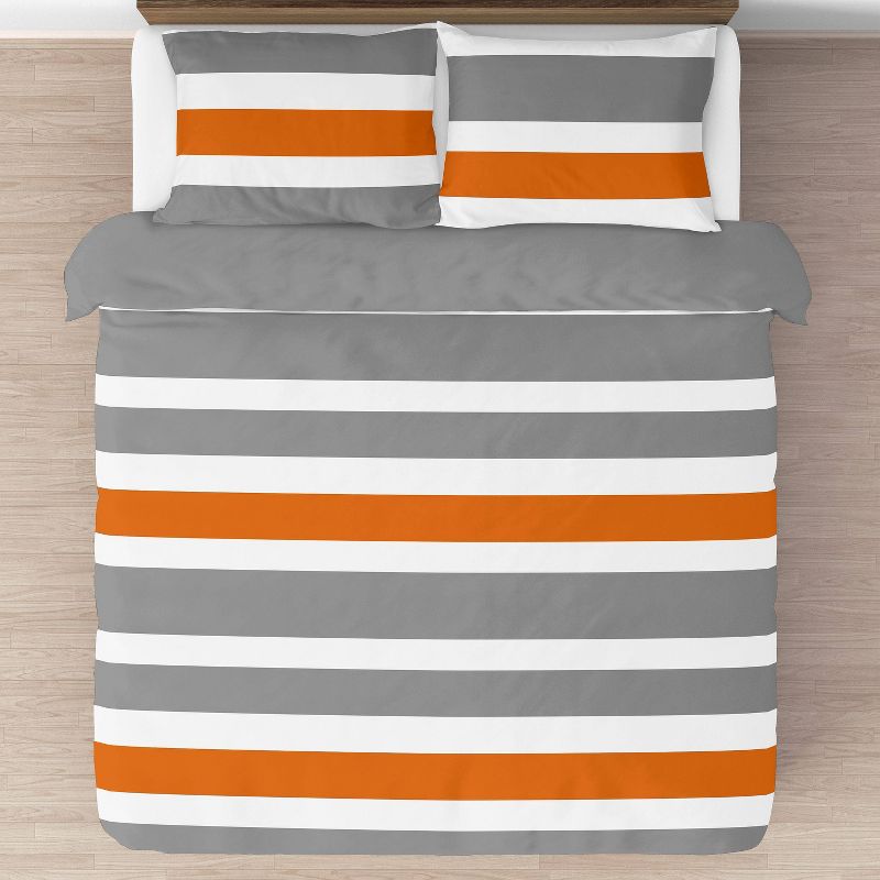 3pc Stripe Full/Queen Kids&#39; Comforter Bedding Set Gray and Orange - Sweet Jojo Designs, 3 of 8