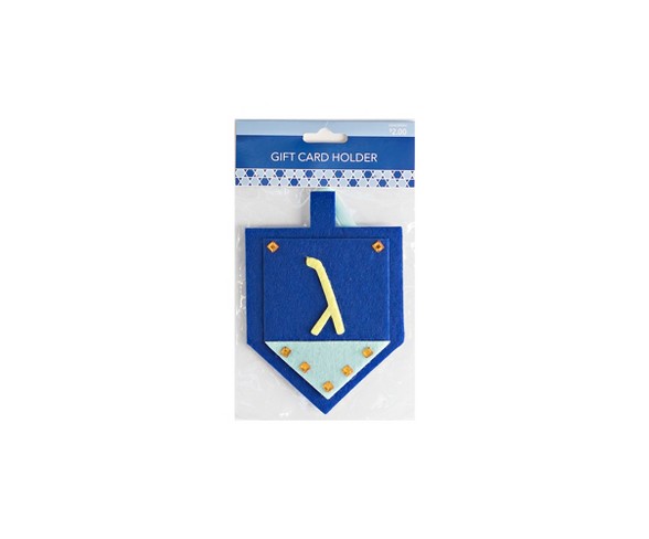 Hanukkah Dreidel Felt Gift Card Holder Blue