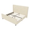Merax Luxurious Corduroy Upholstered Bed Frame with Vertical Stripe Wingback Headboard - 3 of 4