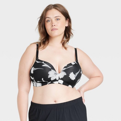 Women's Floral Print Wirefree Nursing Bra - Auden™ Black and White 38D