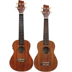 Sawtooth Mahogany Soprano and Concert Electric Ukulele w Fishman KUL-101 Preamp/Built In Tuner 2 Pack - 1 of 1