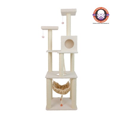 Armarkat B7301 Classic Real Wood Cat Tree In Ivory, Jackson Galaxy Approved, Four Levels With Rope Swing, Hammock, Condo, and Perch