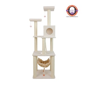 Armarkat B7301 Classic Real Wood Cat Tree In Ivory, Jackson Galaxy Approved, Four Levels With Rope Swing, Hammock, Condo, and Perch - 1 of 4