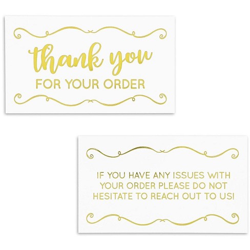 0 Packs Thank You For Your Order Purchase Cards Notes Notecards For Boutiques Retail Stores Home Businesses Gold Foil 3 5 X 2 Inches Target