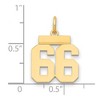 Black Bow Jewelry 14k Yellow Gold, Athletic Collection, Small Polished Number 66 Pendant - 2 of 3