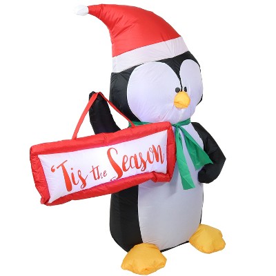 Sunnydaze 46.5" Self-Inflatable Holiday Penguin Outdoor Winter Holiday Lawn Decoration with LED Lights