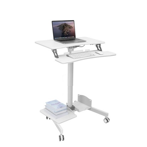 Costway Height Adjustable Computer Desk Sit To Stand Rolling Notebook Table  Black : Target