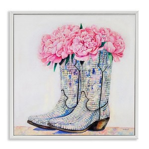 Stupell Industries Floral Shimmering Cowgirl Boot Black Framed Giclee Art - 1 of 4