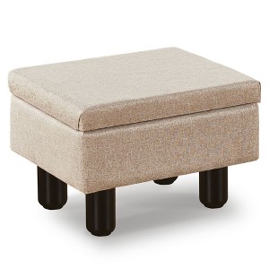 ChicFurnit Ottomans and Benches Storage Ottoman Rectangle Footstool Foot Rest Footstool with Wood Legs for Living Room, White, 16.54"*12.6"*6.69" - 1 of 4