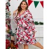 Whizmax Christmas Plus Size Women's Casual Long Sleeve Dress Vintage 1950's Party Cocktail Dress - 3 of 4