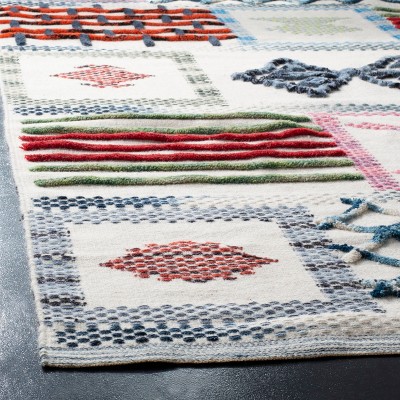 Ivory Multi-Pattern Hand-Knotted Wool Area Rug 6' x 9'