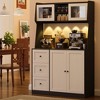 Kitchen Pantry Cabinet with LED - 3-Drawer Buffet Hutch with Adjustable Shelves & Countertop, Tall Storage Sideboard for Dining Room - 4 of 4